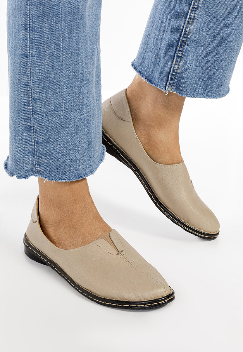 Mocassini donna pelle Beige Leocadia