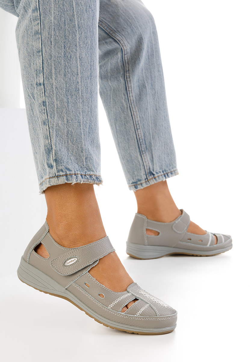 Ballerine pelle naturala Deby grigio