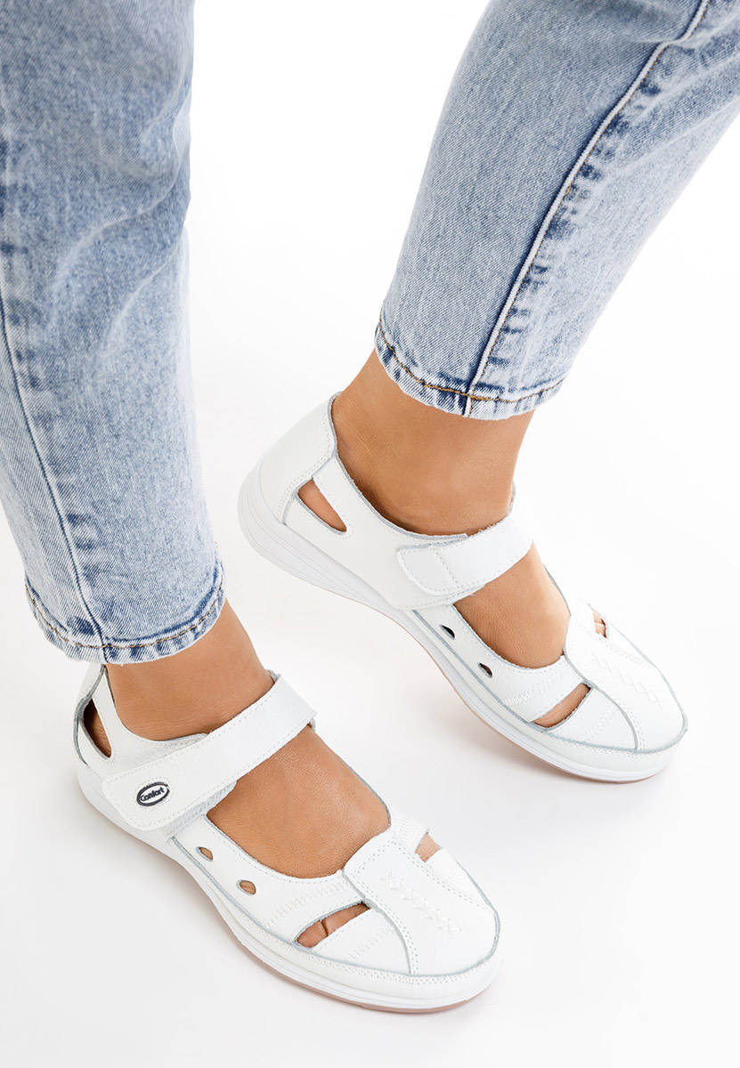 Ballerine cuoio Deby bianchi