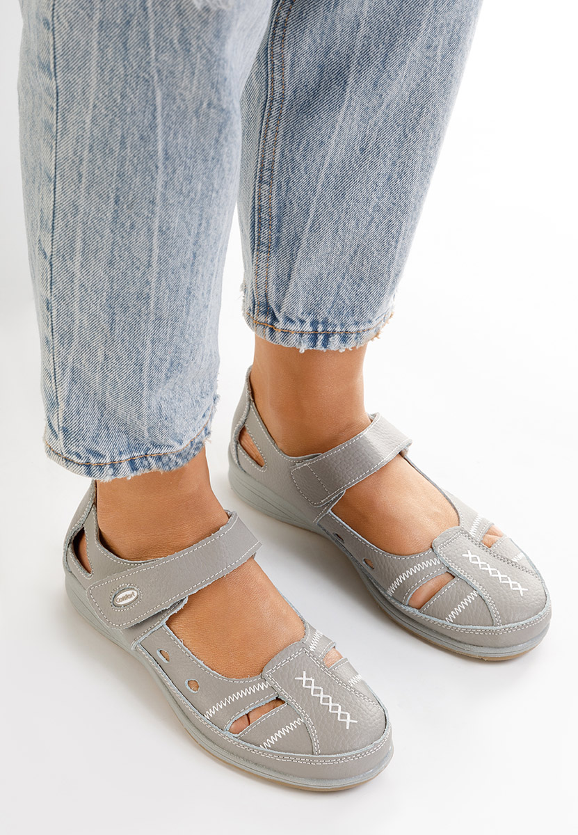 Ballerine pelle naturala Deby grigio