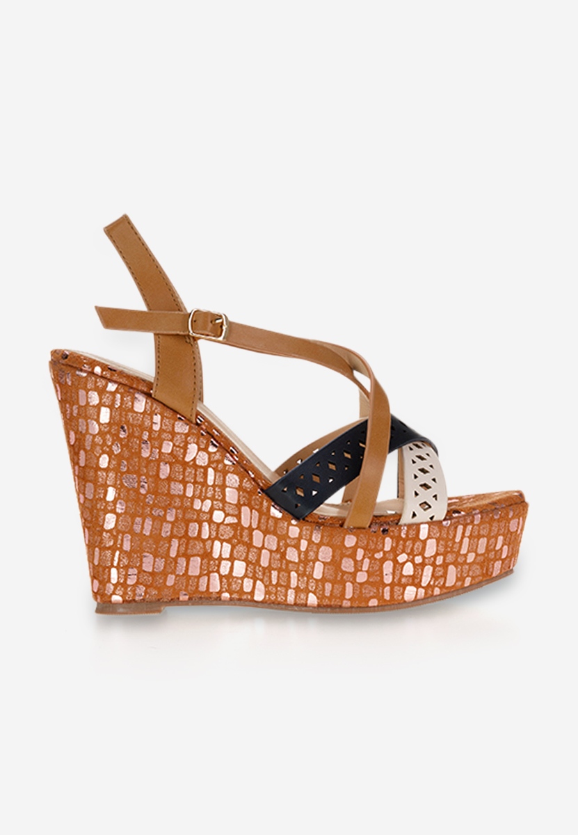 Sandali con zeppa Marrone Dixie