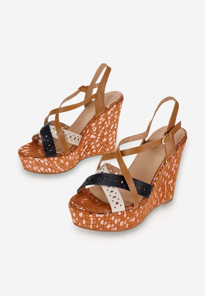 Sandali con zeppa Marrone Dixie