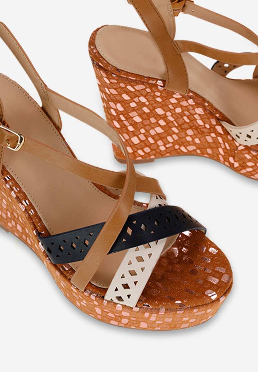 Sandali con zeppa Marrone Dixie