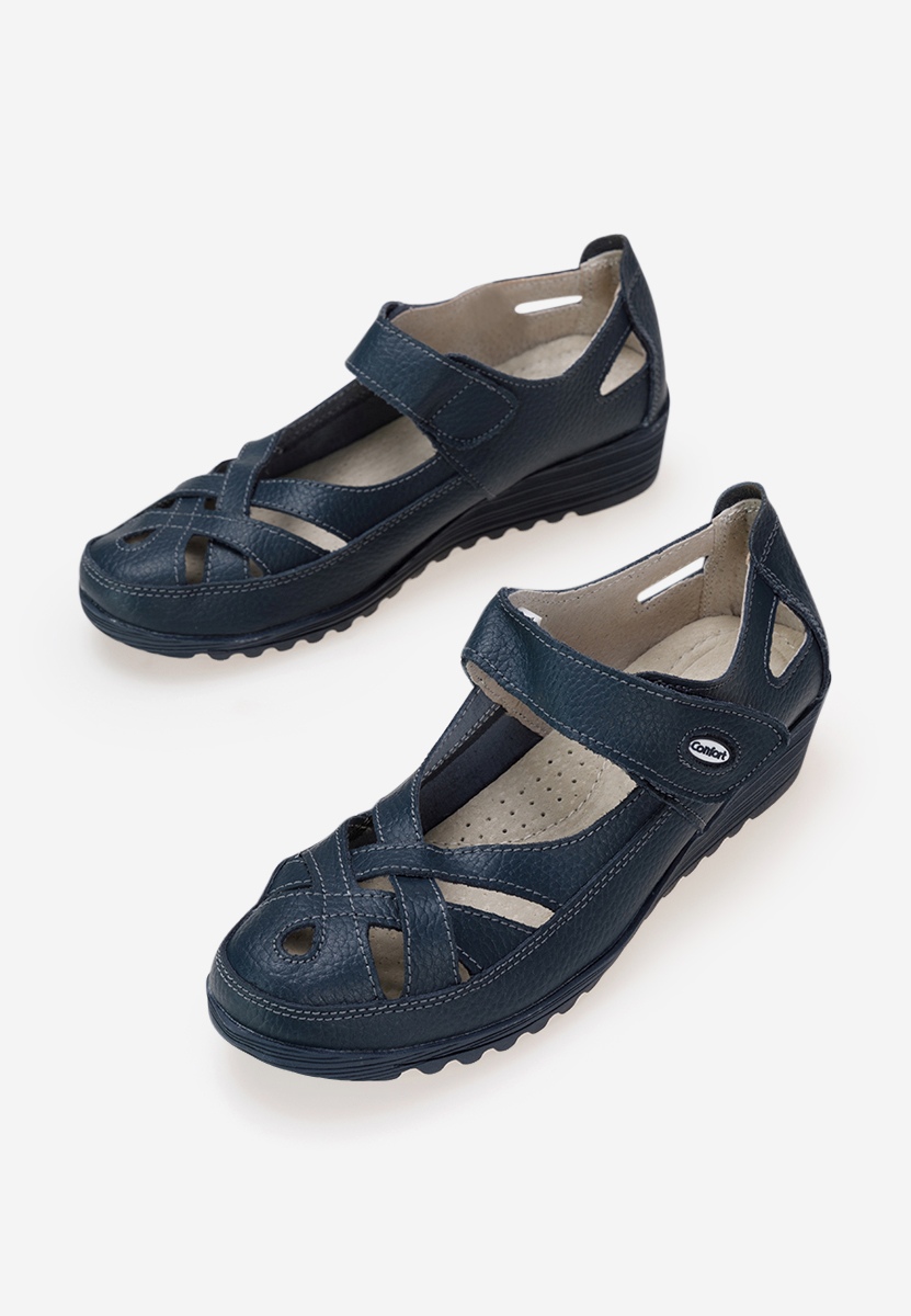 Ballerine cuoio Simisa blu marine