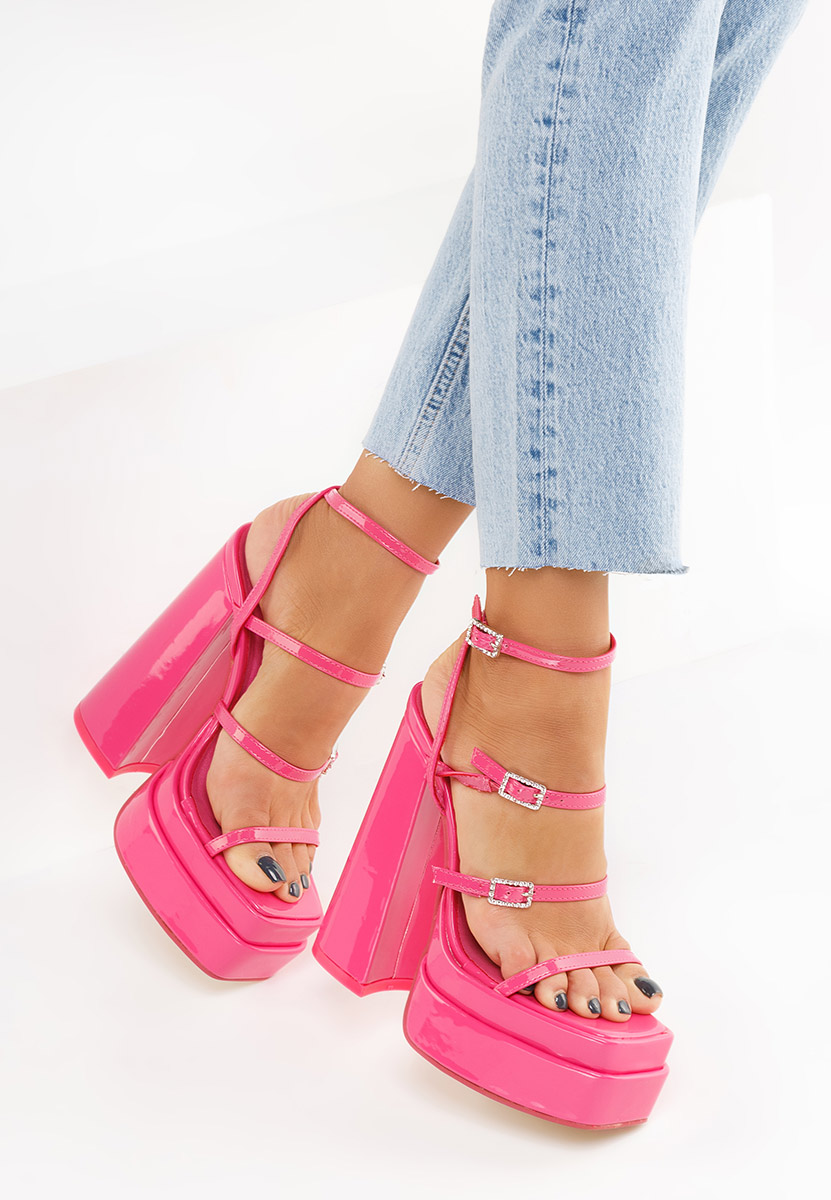 Sandali con tacco largo Dira Fucsia