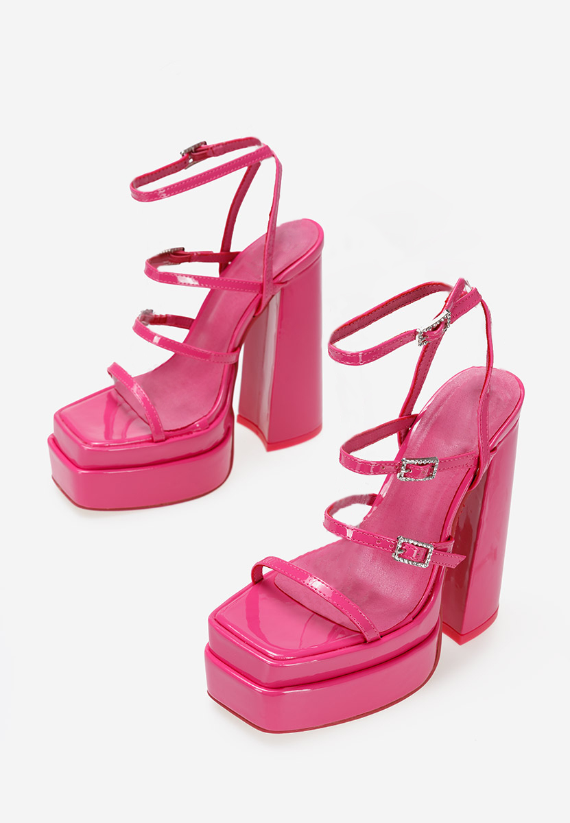 Sandali con tacco largo Dira Fucsia