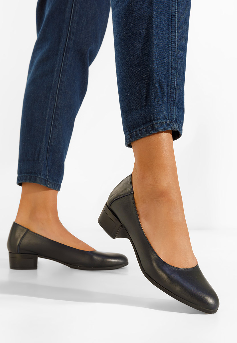 Décolleté pelle Montremy blu marine