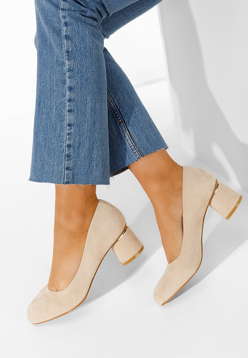 Décolleté tacco largo beige Cabrilia
