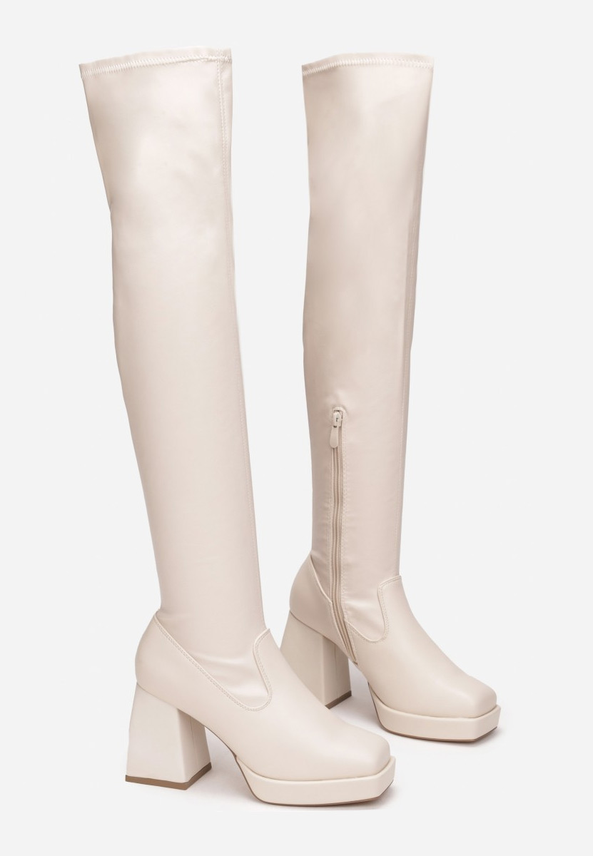 Stivali alti con tacco Beige Enixia