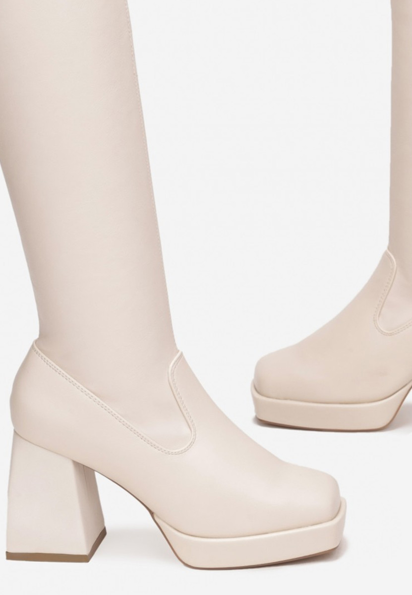 Stivali alti con tacco Beige Enixia