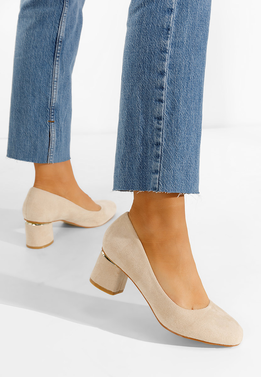 Décolleté tacco largo beige Cabrilia