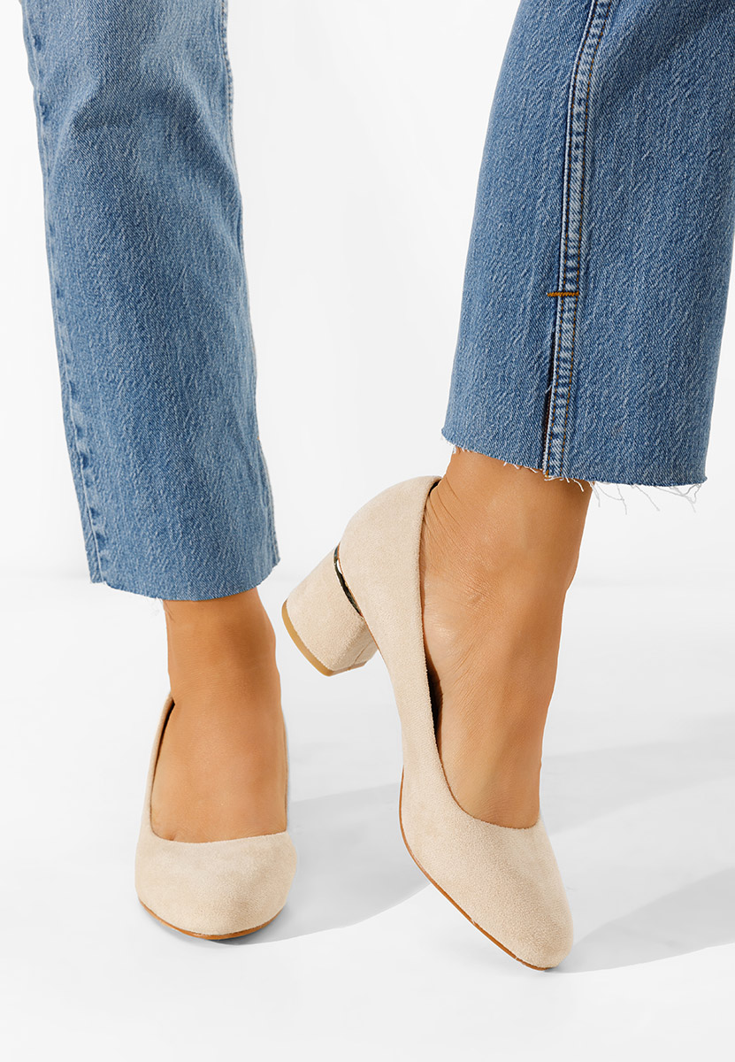 Décolleté tacco largo beige Cabrilia