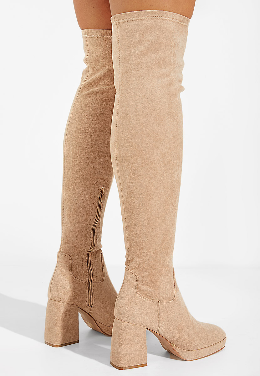 Stivali alti con tacco Beige Aria