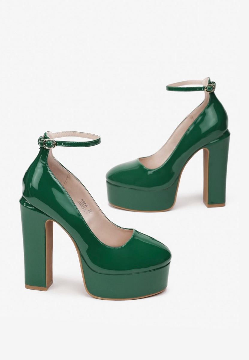 Décolleté tacco largo e plateau Matea V3 verdi