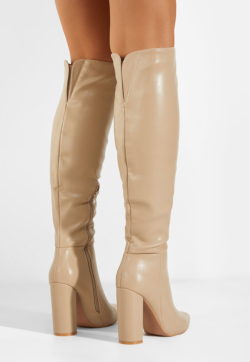 Stivali alti con tacco cachi Cailla