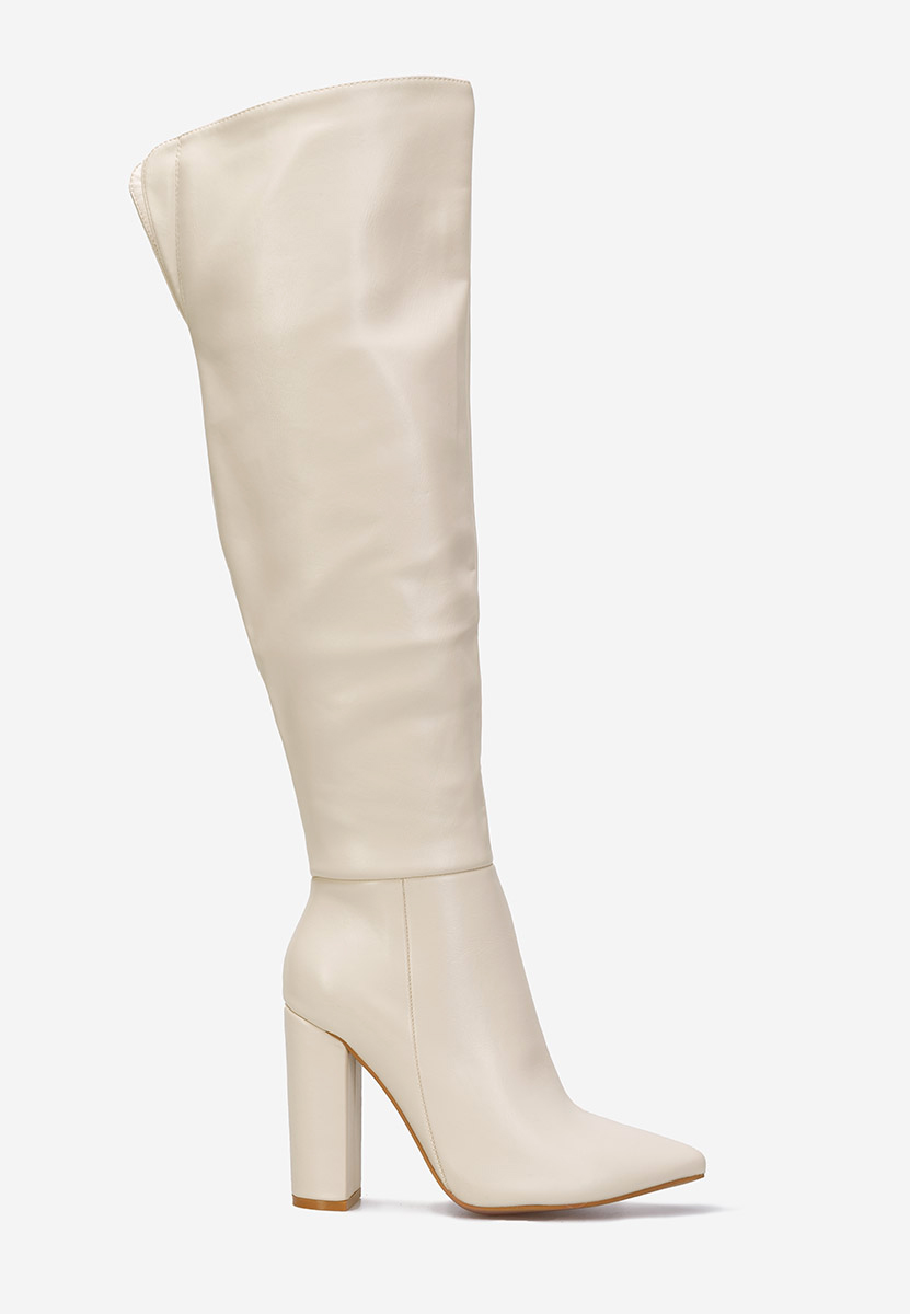 Stivali alti con tacco beige Cailla