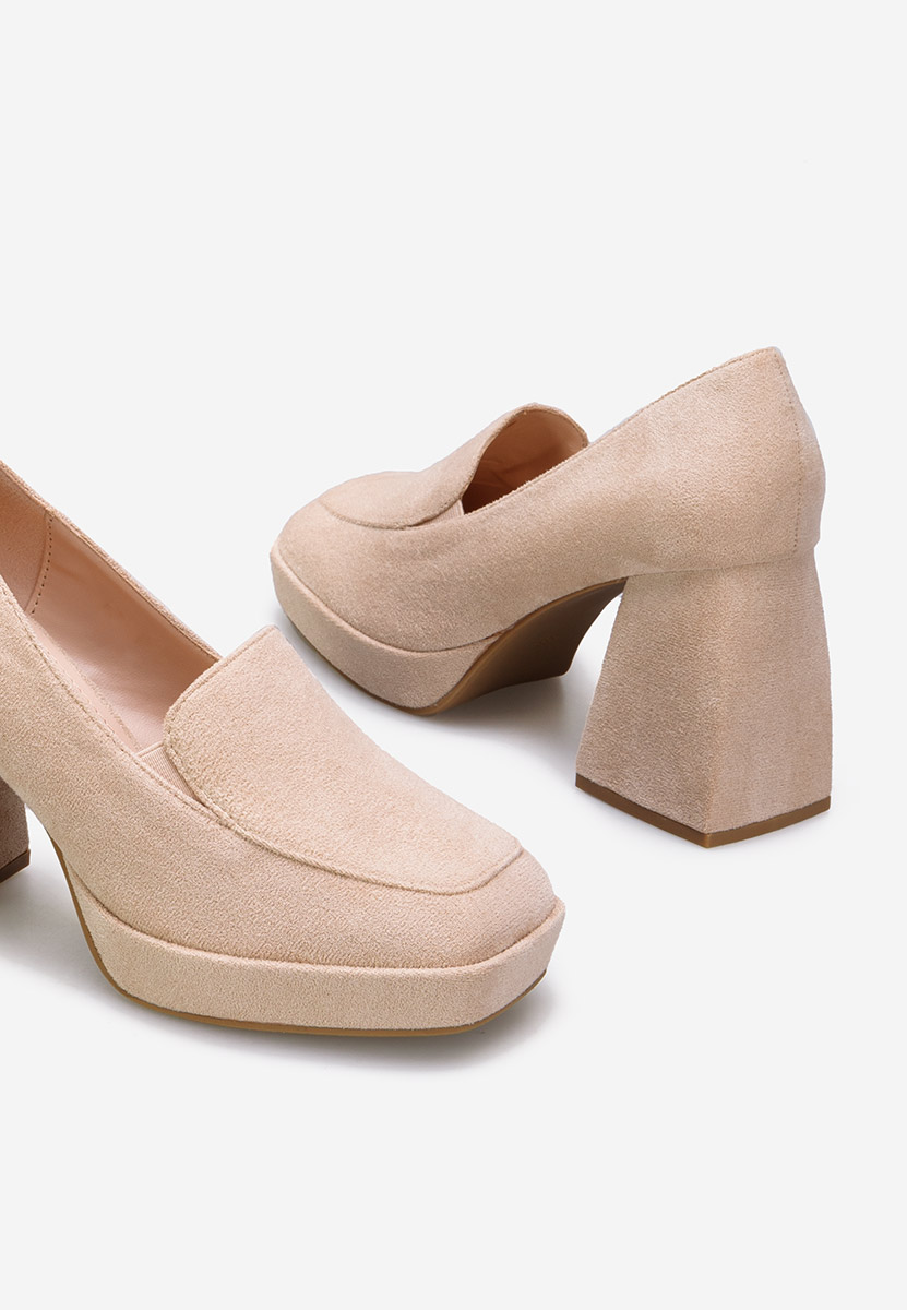 Décolleté tacco largo beige Hoya
