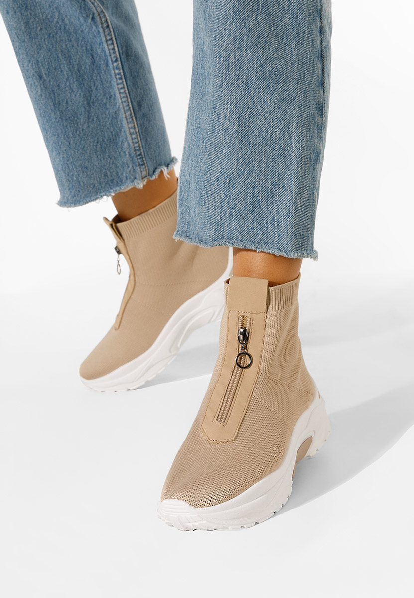 Sneakers donna alte tipo calzino marrone Linara
