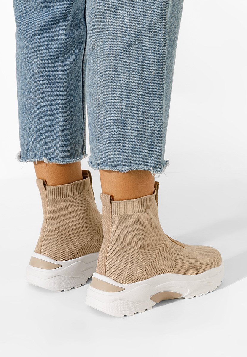 Sneakers donna alte tipo calzino marrone Linara
