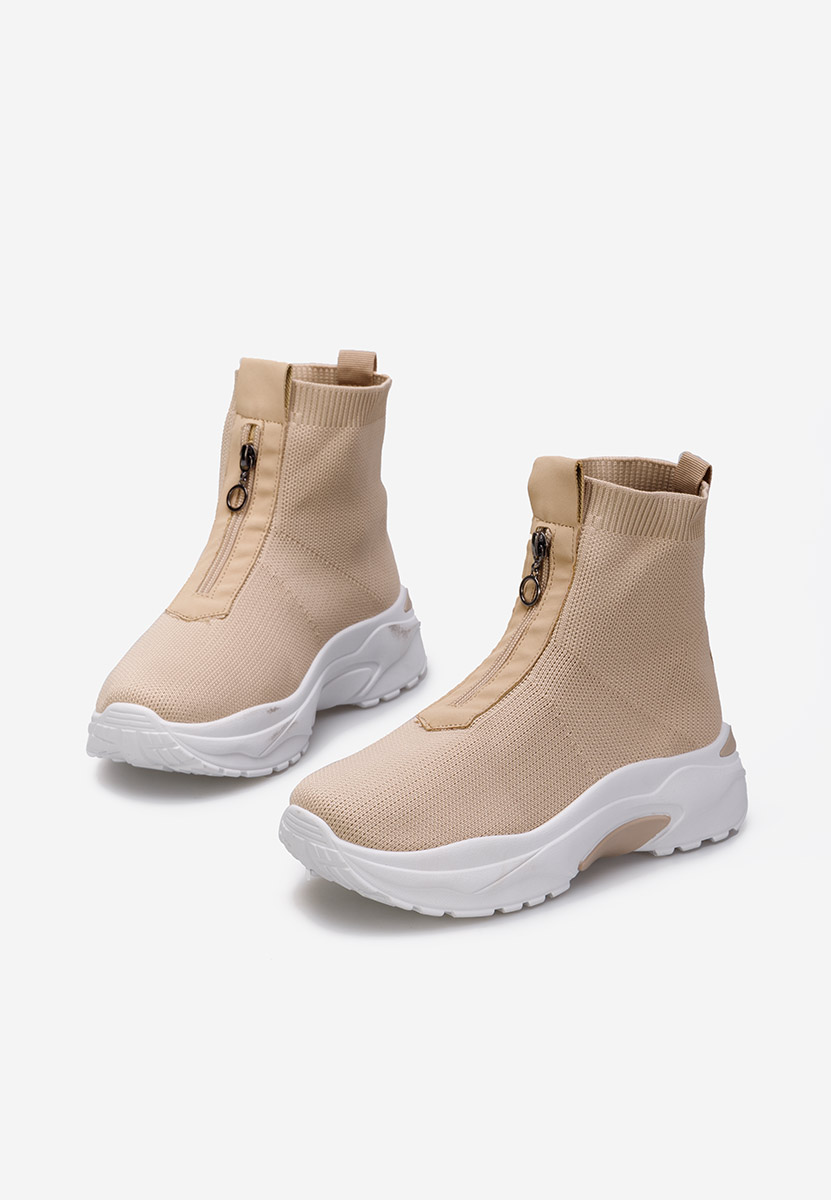 Sneakers donna alte tipo calzino marrone Linara