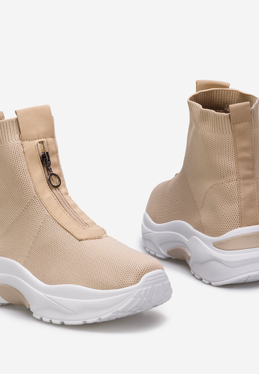 Sneakers donna alte tipo calzino marrone Linara