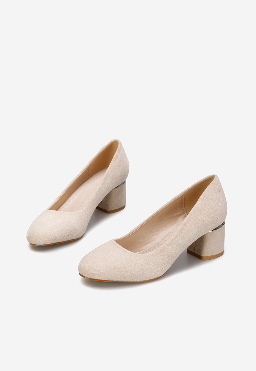 Décolleté tacco largo beige Cabrilia