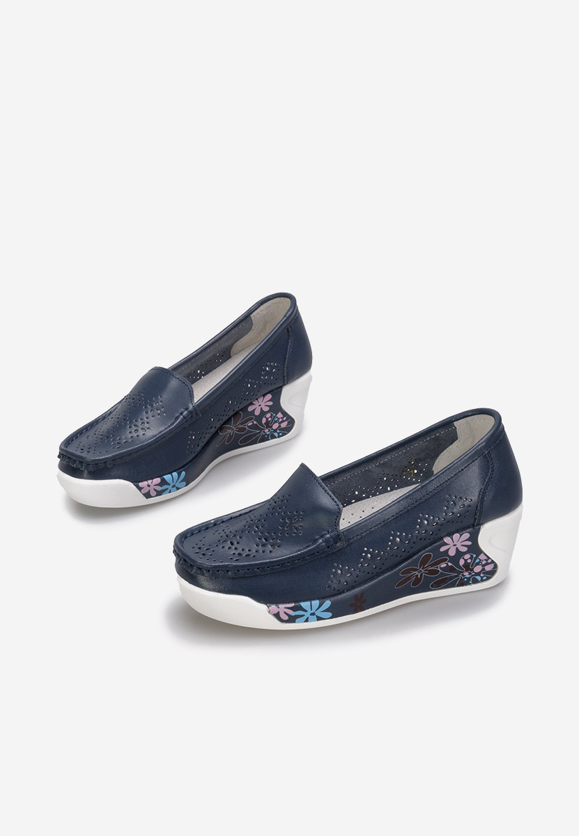 Mocassini donna platform Havana blu marine