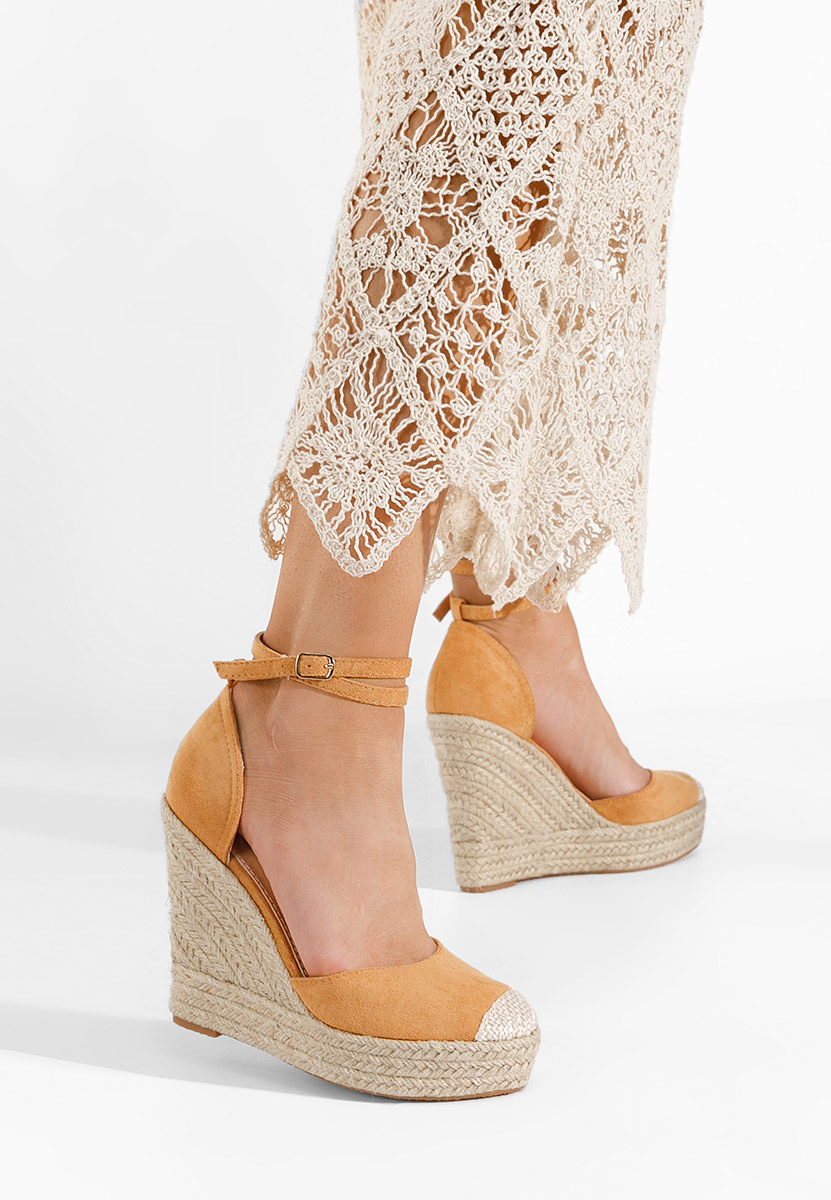 Sandali con zeppa Saniza Camel