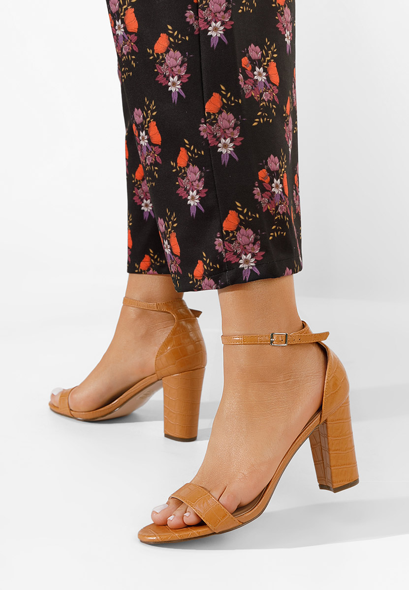 Sandali con tacco largo Leilana camel