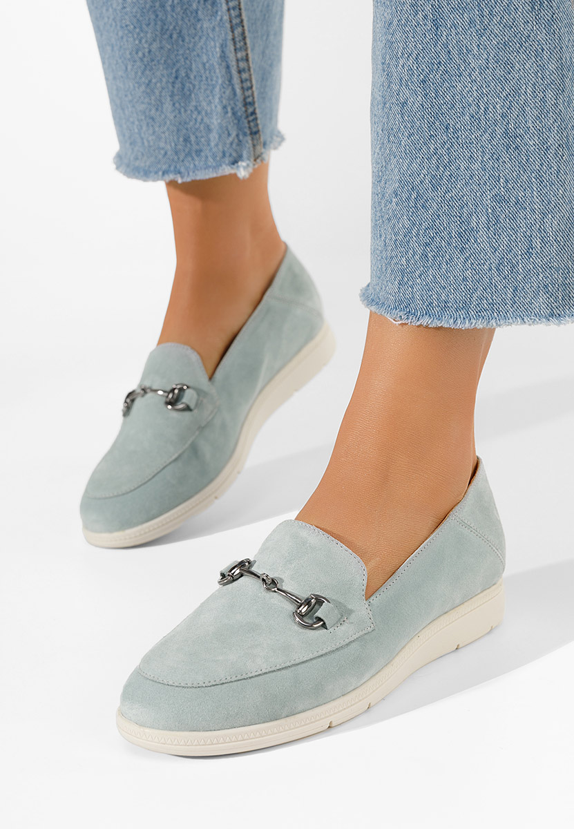 Mocassini donna pelle Elvia B V2 azzurro