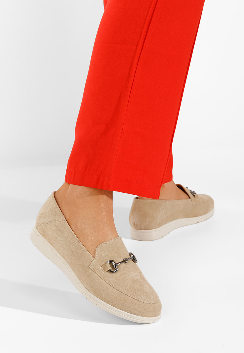 Mocassini donna pelle Elvia B V2 beige
