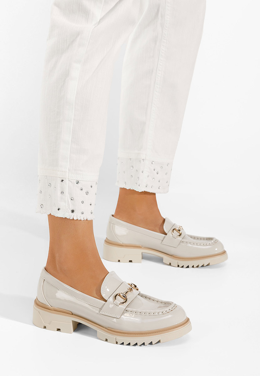 Mocassini da donna in vernice Serina Beige