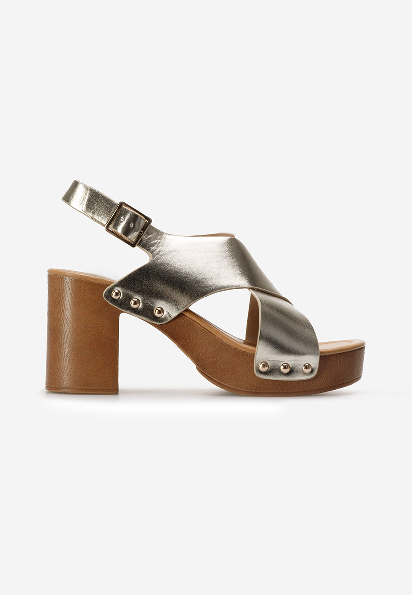Sandali con tacco largo e plateau Azalea Oro