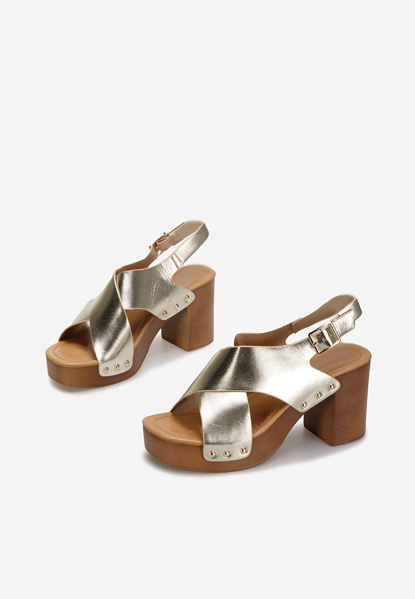 Sandali con tacco largo e plateau Azalea Oro