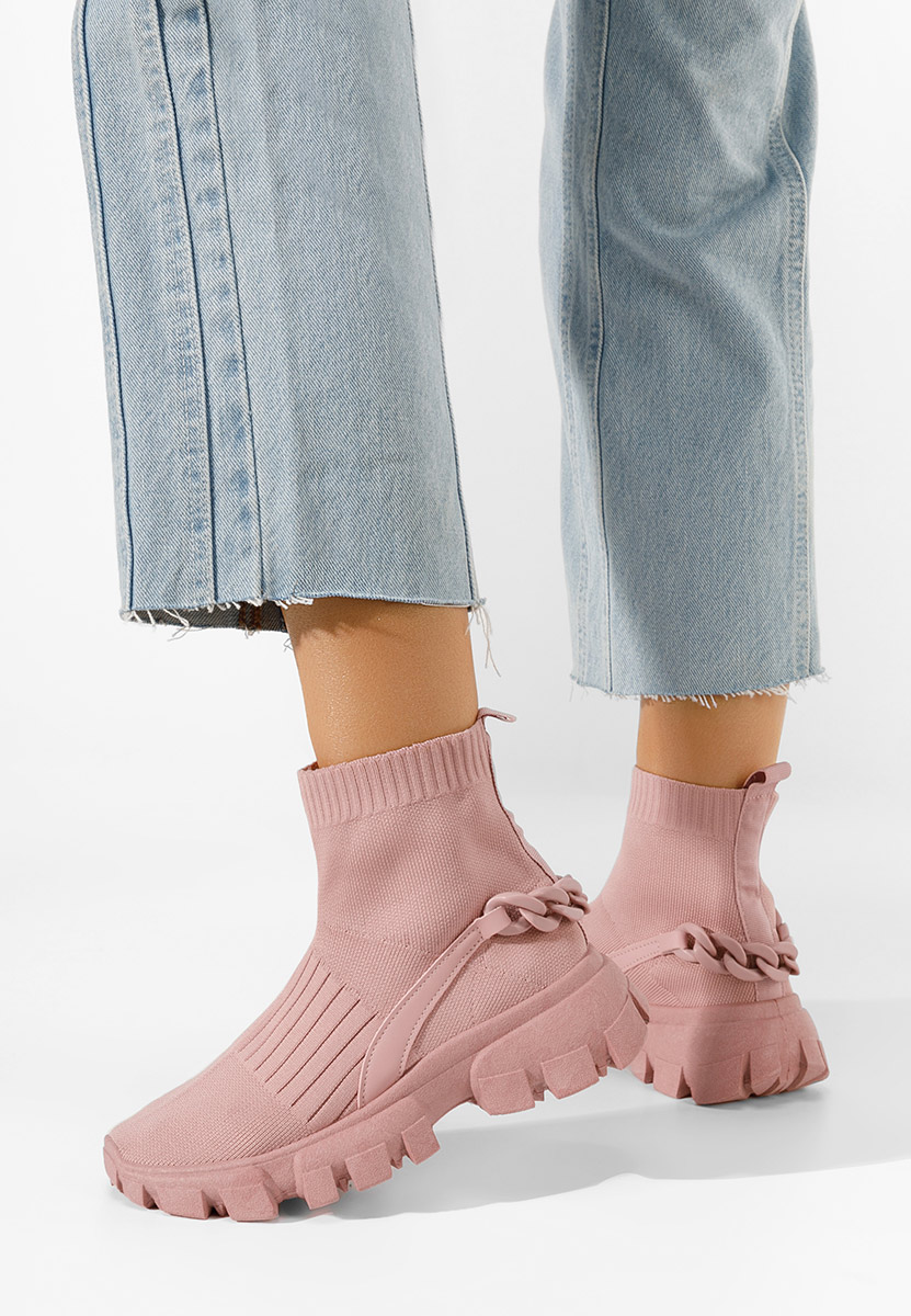 Sneakers donna alte tipo calzino rosa Milo
