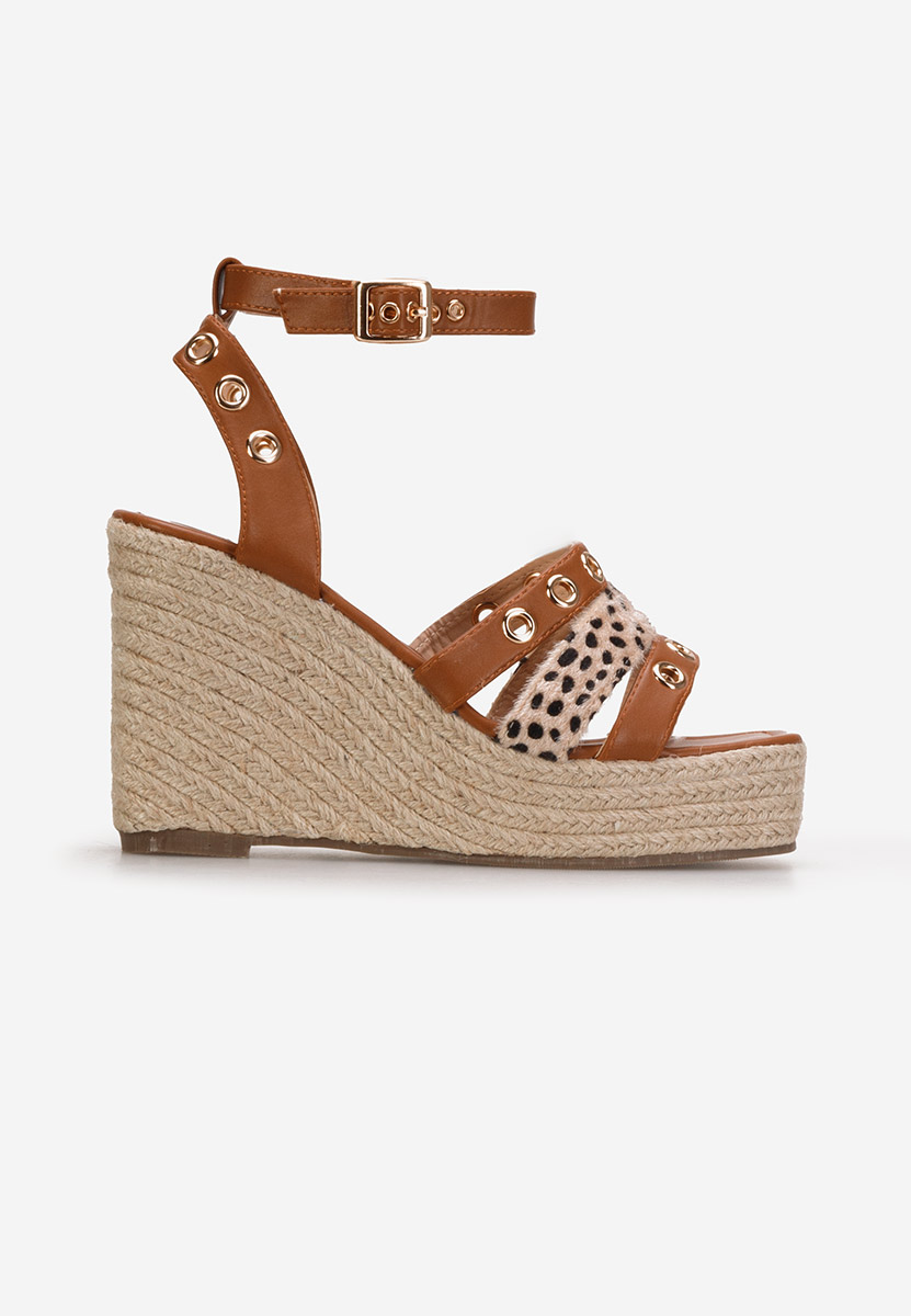 Sandali con zeppa Kria Camel