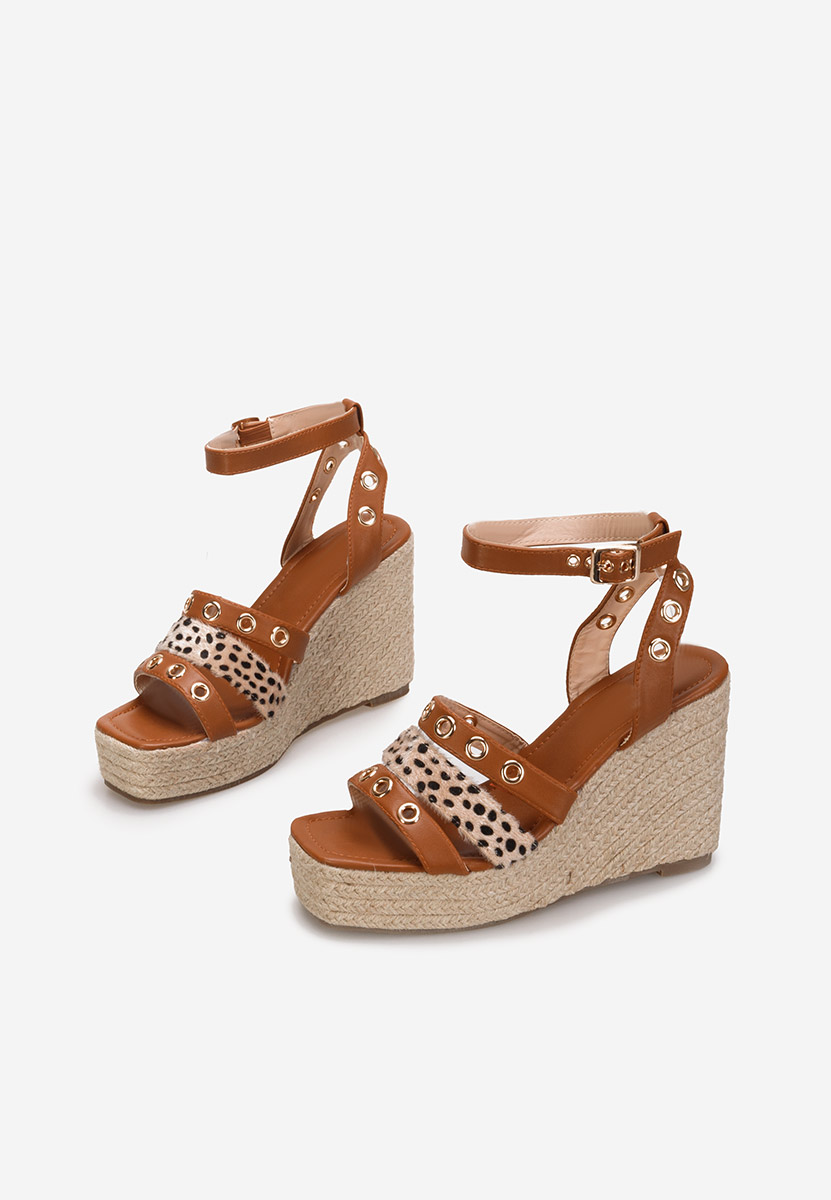 Sandali con zeppa Kria Camel