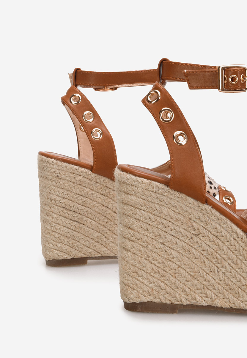 Sandali con zeppa Kria Camel