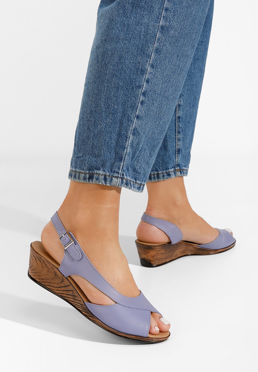 Sandali con zeppa cuoio Rhonia viola