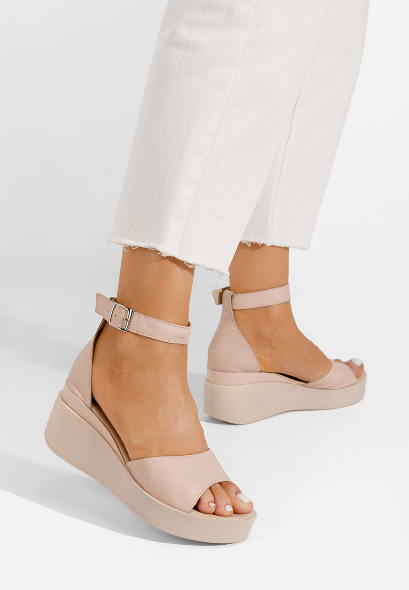 Sandali con plateau cuoio Salegia rosa