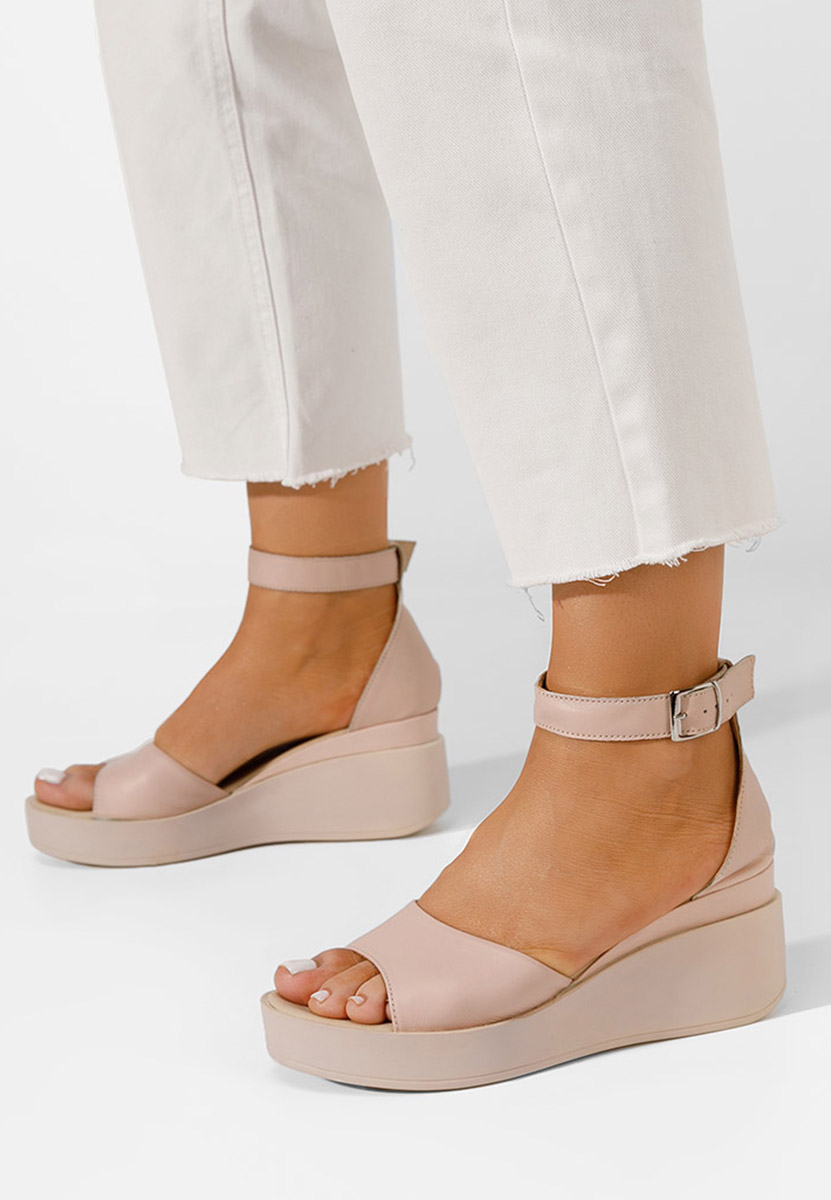 Sandali con plateau cuoio Salegia rosa