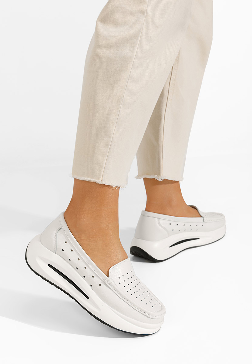 Mocassini donna pelle Laurea bianchi