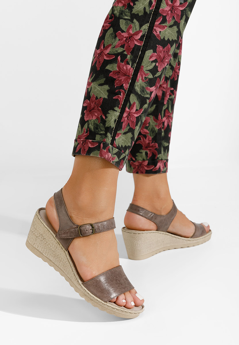 Sandali con zeppa cuoio Tamara marrone