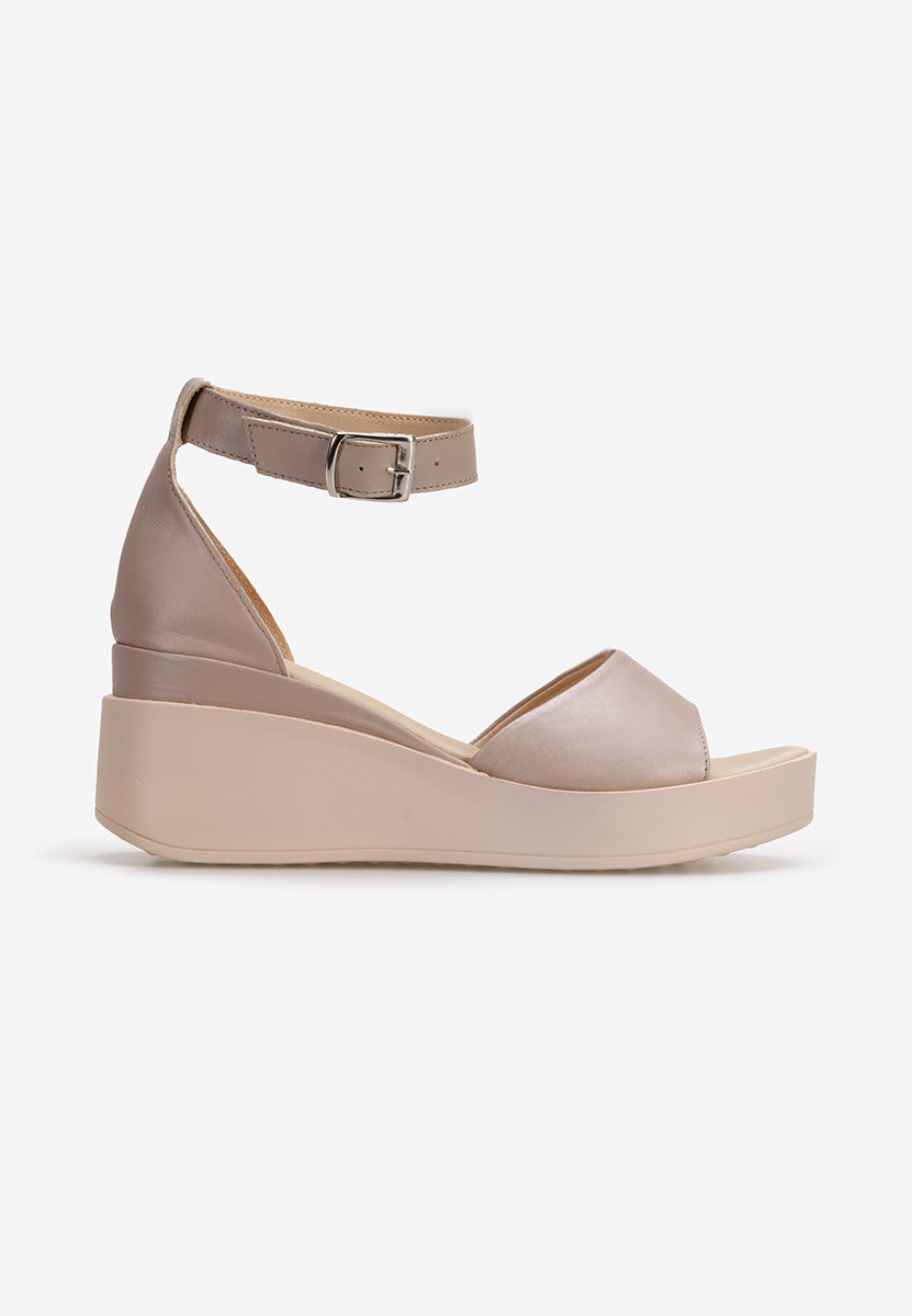 Sandali con plateau cuoio Salegia grigio