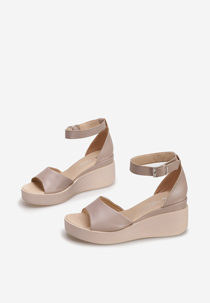 Sandali con plateau cuoio Salegia grigio