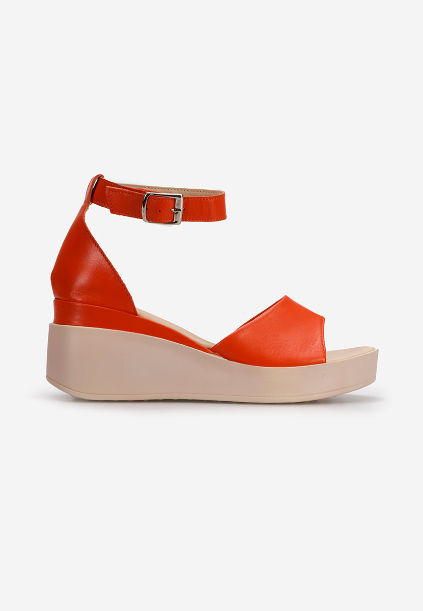 Sandali con plateau cuoio Salegia corallo
