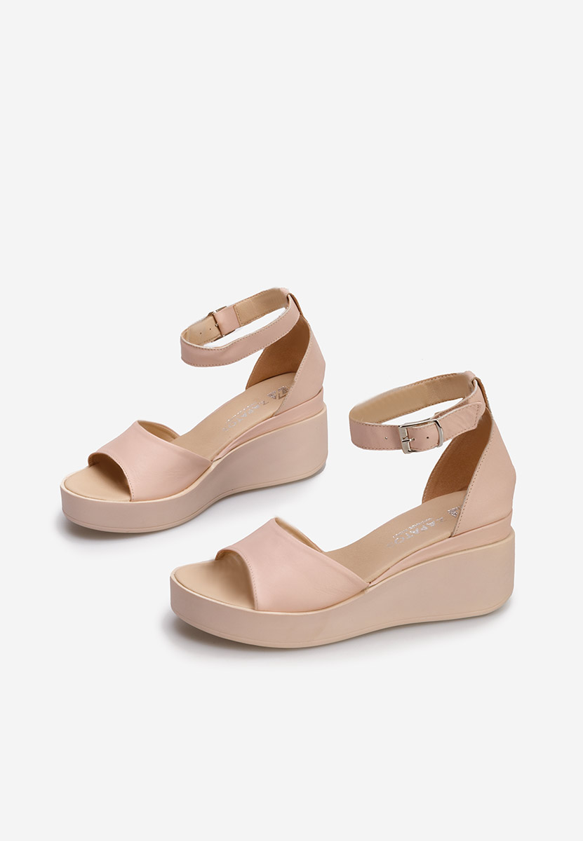 Sandali con plateau cuoio Salegia rosa