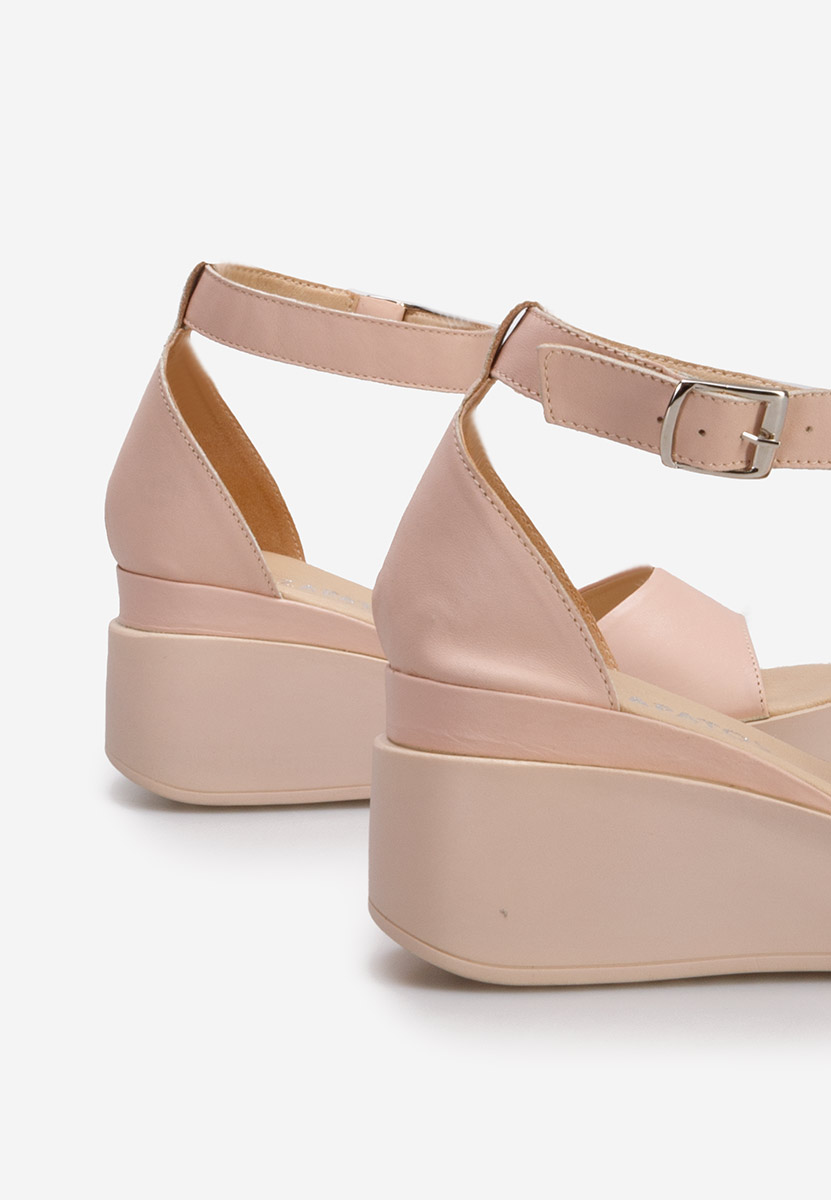 Sandali con plateau cuoio Salegia rosa
