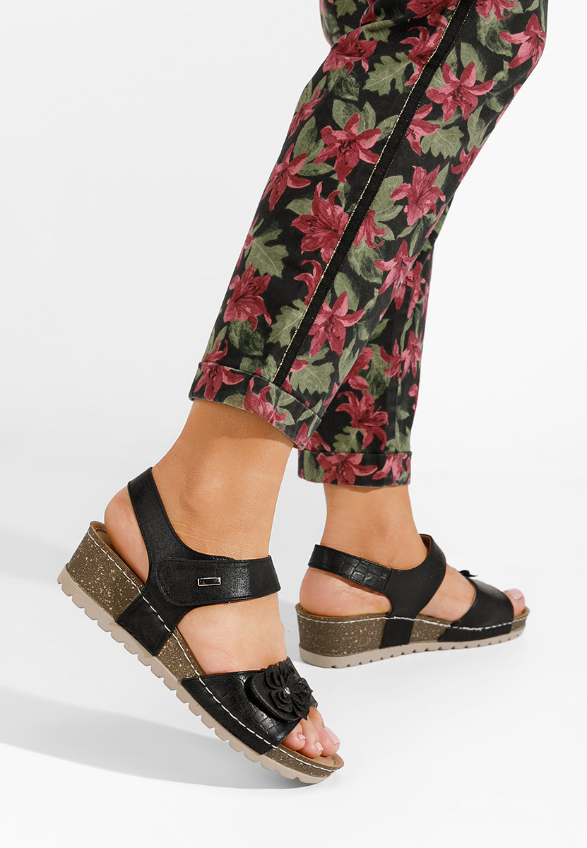 Sandali con zeppa Eliasea nero