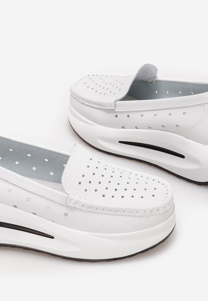 Mocassini donna pelle Laurea bianchi